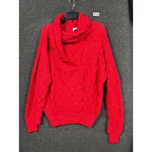 VTG Clipper Shop Cowl Neck Knit Sweater Womens Size M Red Long Sleeve PERU Made